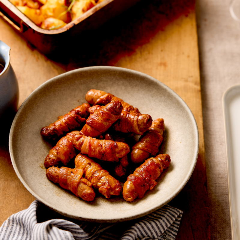 Packington Free Range Christmas Cockerel Pigs In Blankets Cooked